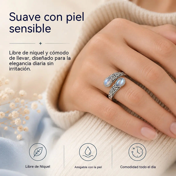Anillo Flor de Piedra Lunar