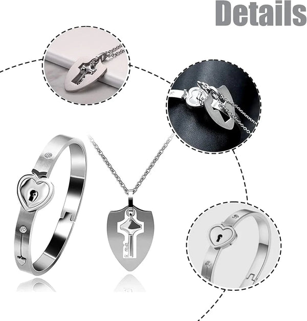Set Pulsera y Collar Candado y Llave