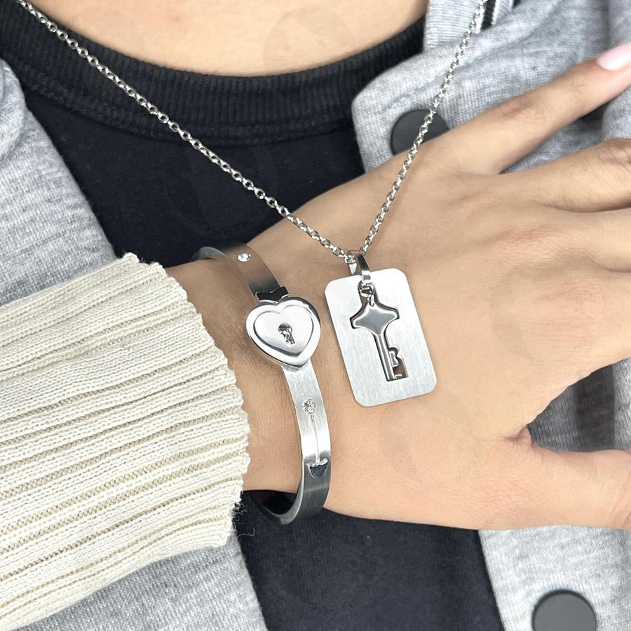 Set Pulsera y Collar Candado y Llave