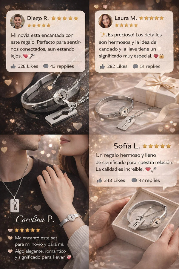 Set Pulsera y Collar Candado y Llave