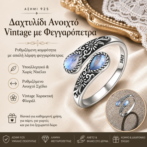 Anillo Flor de Piedra Lunar