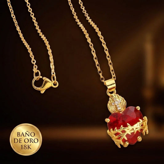 Collar Sagrado Corazón con baño de oro 18K