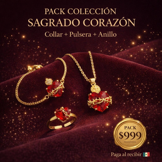 Pack Colección Sagrado Corazón — collar, pulsera y anillo