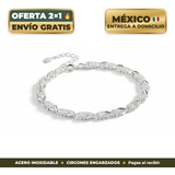 Pulsera Trébol de la Suerte (Acero y Circones)