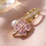 Aretes Trébol Rosa
