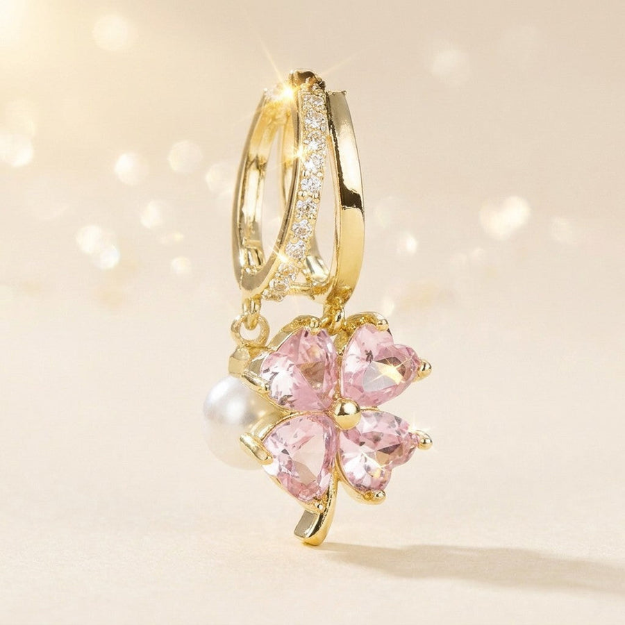 Aretes Trébol Rosa