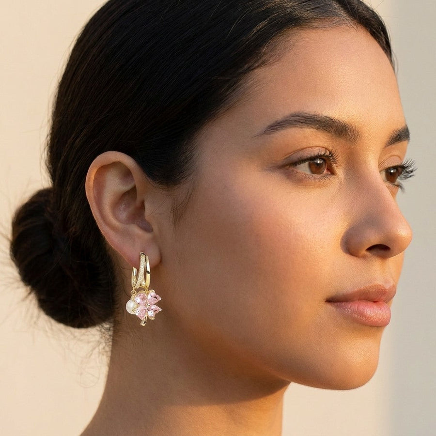Aretes Trébol Rosa