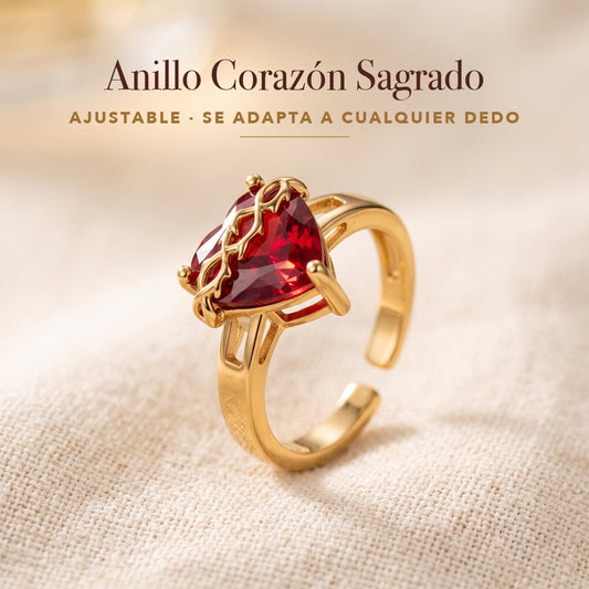 Anillo Corazón Sagrado (Baño de oro 18K) ajustable · director-ficha-01